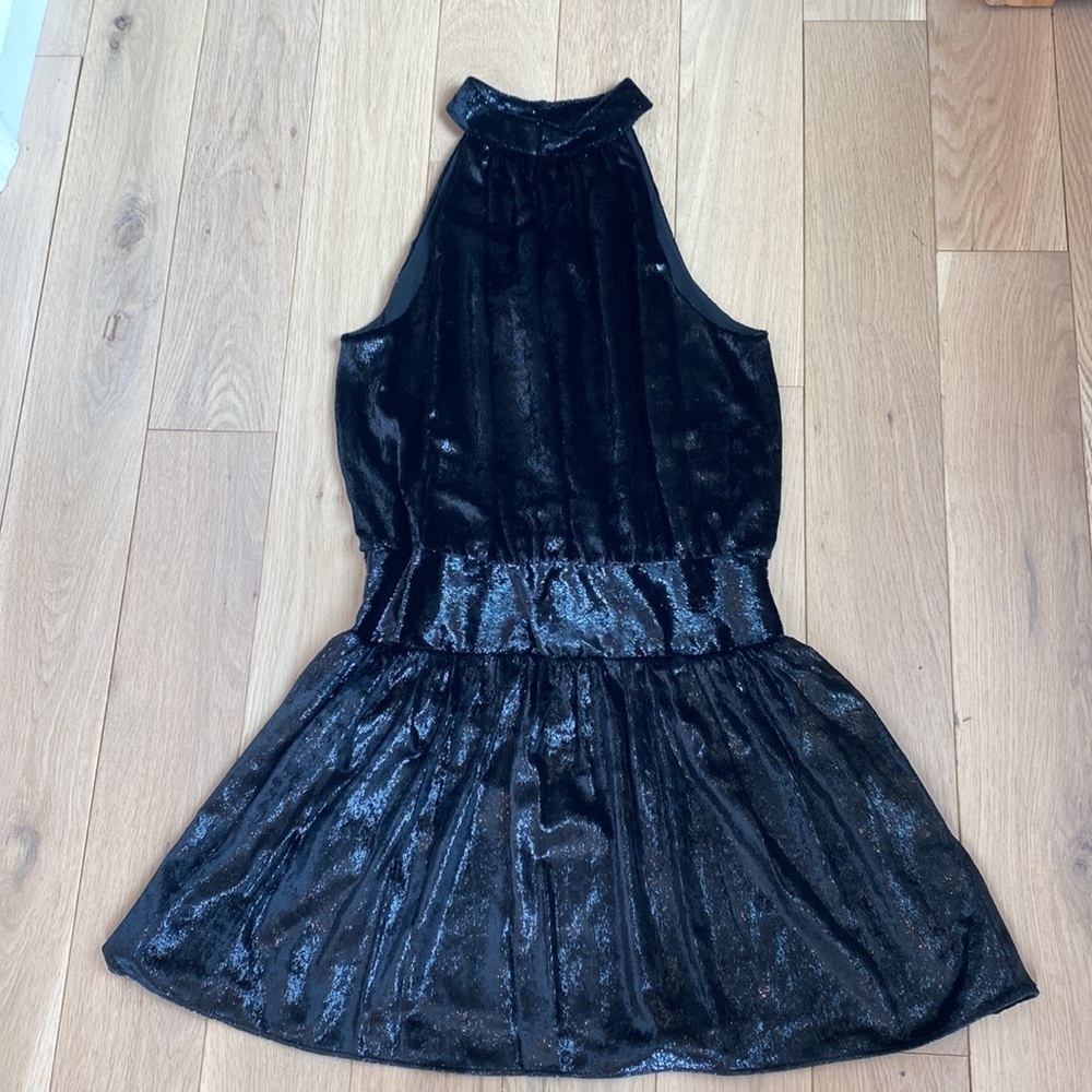 NWT Ramy Brook Ellin black velvet metallic dress
